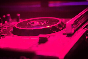 detail of turntable playing at party