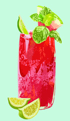 Fruit juice pictures, healthy drink, refreshing, art.illustration, vector