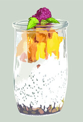 Sago fruit salad pictures, healthy drink, juicy, art.illlustration, vector