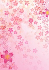 桜の花が積み重なる和風背景イラスト
