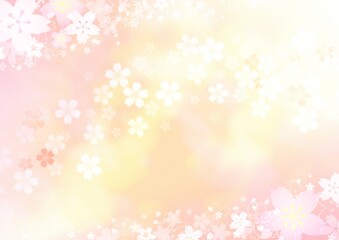 光が差し込む桜の花びらの背景イラスト