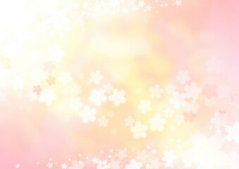 Fototapeta na wymiar 光が差し込む桜の花びらの背景イラスト