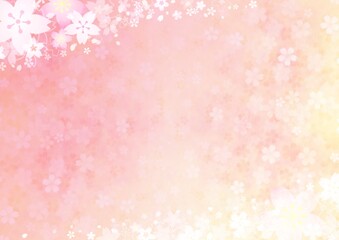 光が差し込む桜の花びらの背景イラスト