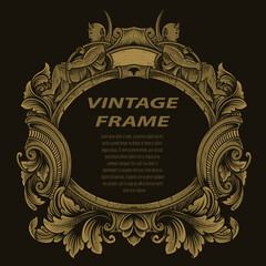 Vintage frames in baroque antique style. engraving retro frames ornament.