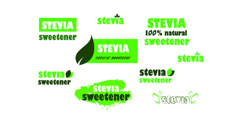 Stevia sweetener sugar natural substitute vector healthy product icons