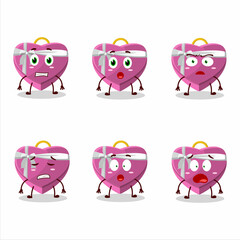 Character cartoon of pink love gift box with scared expression