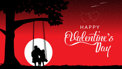 Happy Valentine's Day sunset theme vector design 