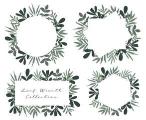 Hand Drawn Green Leaf Frame Collection