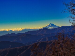 稜線から望む富士山