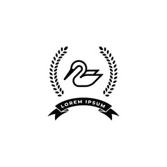 monoline swan with curved wheat logo. Vector illustration