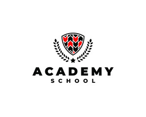 arrows shield school academy logo concept vector illustration
