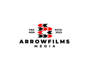 abstract red and black arrows media logo concept. Vector illustration