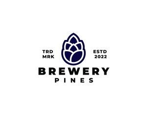 pinecone pine brewery logo concept. Vector illustration