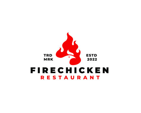 burning fire chicken restaurant logo concept. Vector illustration