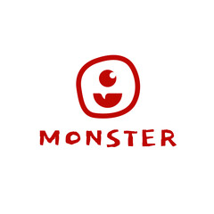 cute monster monoline logo concept. Vector illustration