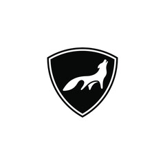 howling wolf shield logo concept. Vector illustration