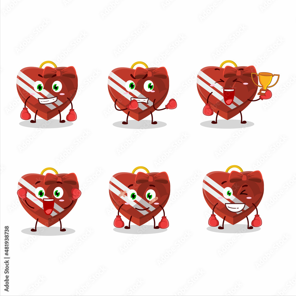 Canvas Prints A sporty red love gift box boxing athlete cartoon mascot design