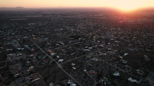 Bright Sunset Aerial View of Mesa Arizona Suburban Houses