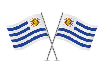 Uruguay flags. Uruguayan flags isolated on white background. Vector illustration.