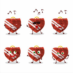 Obraz premium An image of red love gift box dancer cartoon character enjoying the music