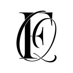 fq, qf, monogram logo. Calligraphic signature icon. Wedding Logo Monogram. modern monogram symbol. Couples logo for wedding