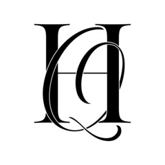hq, qh, monogram logo. Calligraphic signature icon. Wedding Logo Monogram. modern monogram symbol. Couples logo for wedding