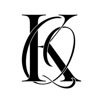 kq, qk, monogram logo. Calligraphic signature icon. Wedding Logo Monogram. modern monogram symbol. Couples logo for wedding