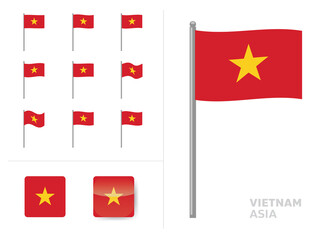 Vietnam Flag Country Waving Animation App Icon Vector