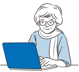 Senior female operating a personal computer