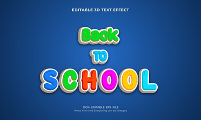 Back To School Text Effect Style, Shiny Bold 3D Text Style Font Premium Vector