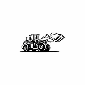 black and white loader construction equipment clip art preview