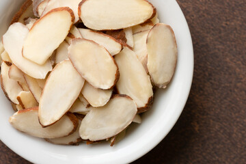 Slivered Almonds on a Bowl