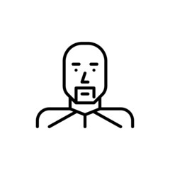 Bald man with a beard in a sports jacket. Pixel perfect, editable stroke avatar icon