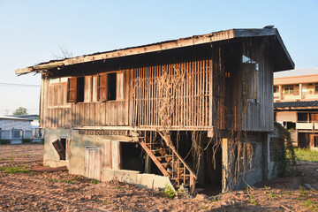 two storey old wooden house