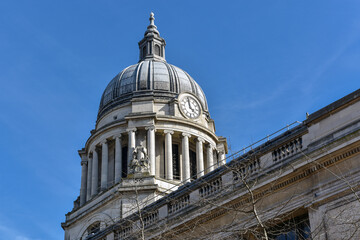 Nottingham, England - January 17, 2022: View of the dome of Nottingham City Council House located...