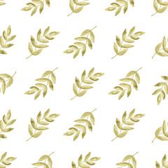 Watercolor leaf seamless pattern