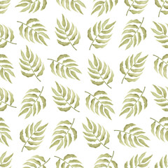 Watercolor leaf seamless pattern