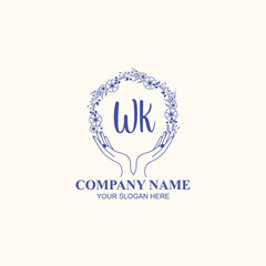 WK initial hand drawn wedding monogram logos