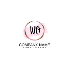 WO Initial handwriting logo vector. Hand lettering for designs