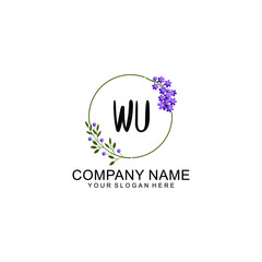 WU Initial handwriting logo vector. Hand lettering for designs