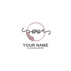 Initial WU beauty monogram and elegant logo design  handwriting logo of initial signature