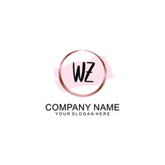 WZ Initial handwriting logo vector. Hand lettering for designs