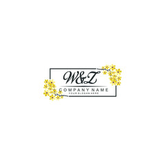 WZ Initial handwriting logo vector. Hand lettering for designs