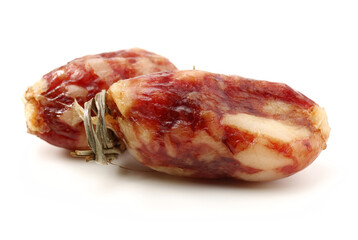 Chinese sausage on white background 