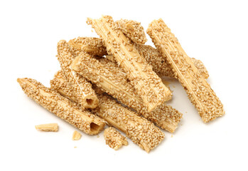 Traditional dessert stove sugar placed on white background