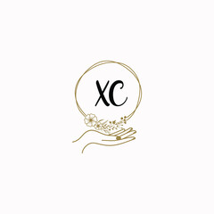 XC initial hand drawn wedding monogram logos