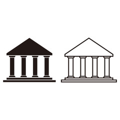Bank icon set vector sign. bank vector icon, museum, university