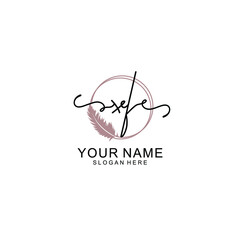 Initial XF beauty monogram and elegant logo design  handwriting logo of initial signature