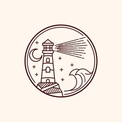 Seaechlight tower vector icon illustration