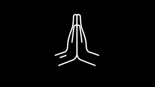 Namaste line icon on the Alpha Channel